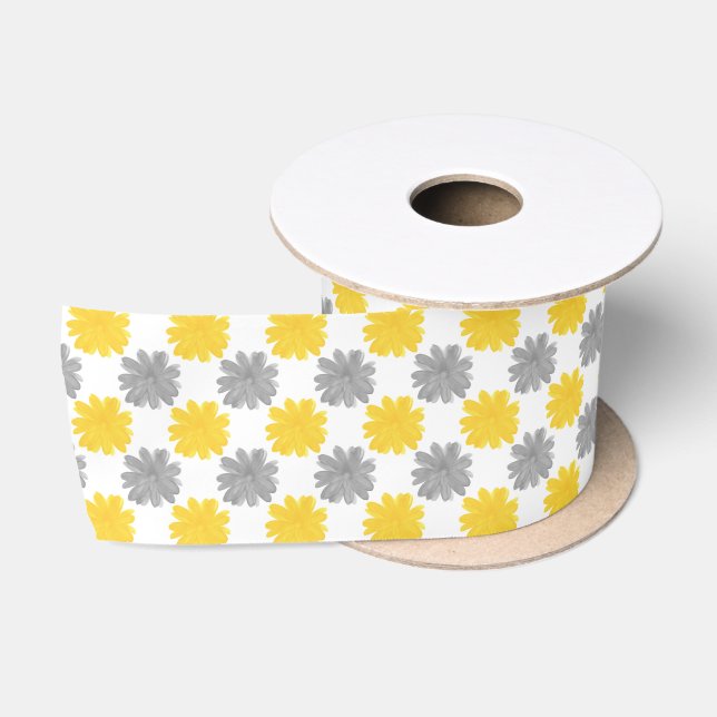 Blume Gelb und Grau Satinband (Spule)