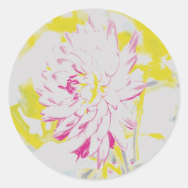 Blume Gelb und Rosa Sommer Dahlia Runder Aufkleber