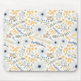 Blume Gelbblaues botanisches Muster Mousepad