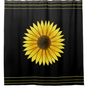 Blume Gelbe Sonnenblume auf schwarzem Hintergrund Duschvorhang
