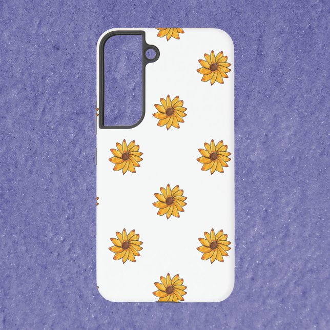 Blume Gelbes Markierungsfarbmuster Samsung Galaxy Hülle (A phone case with a pattern of hand drawn yellow flowers.)