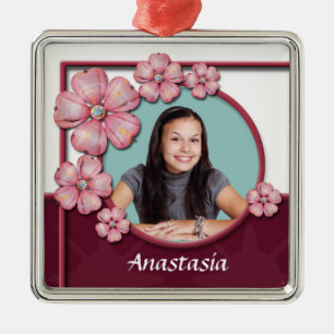 Blume Gem Premium Square Picture Ornament Aus Metall