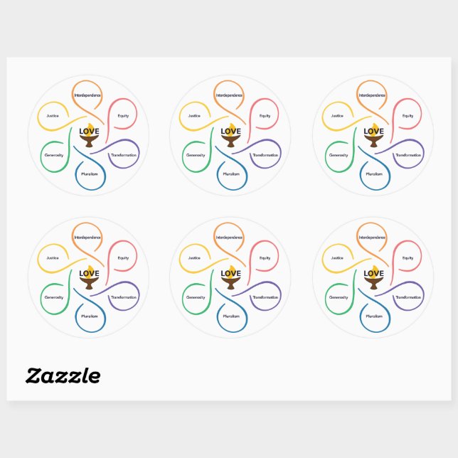 Blume gemeinsamer Werte - Unitarischer Universalis Runder Aufkleber (Blatt)