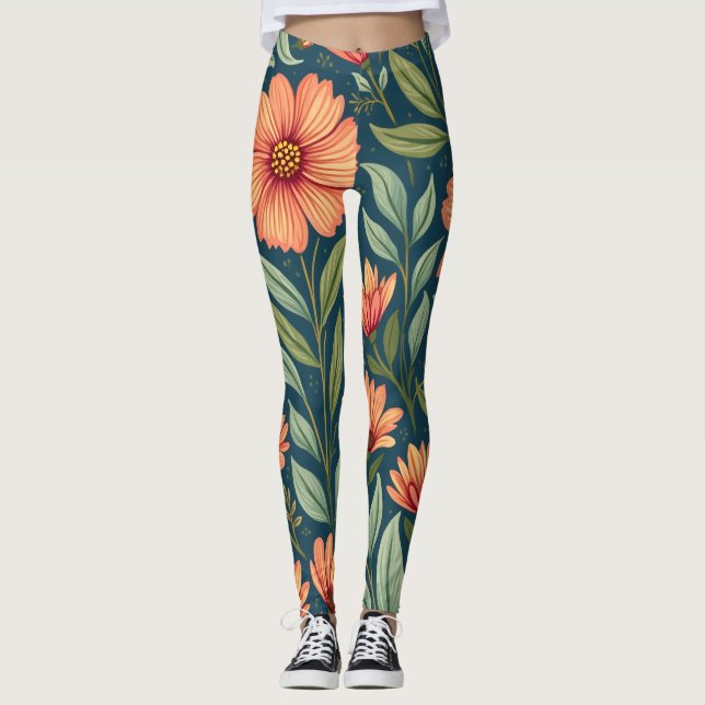 Blume-gemusterte Leggings (Vorderseite)