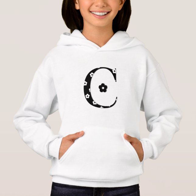 Blume Gemusterter Buchstabe C Hoodie (Vorderseite)