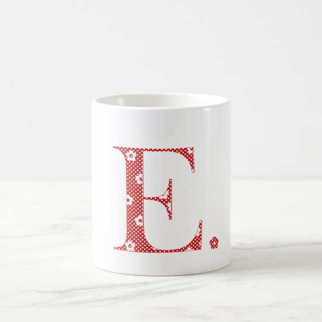 Blume Gemusterter Buchstabe E rot & Punkte) Kaffeetasse (Mittel)