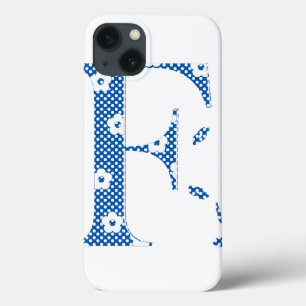 Blume Gemusterter Buchstabe F (blau & dots) Case-Mate iPhone Hülle