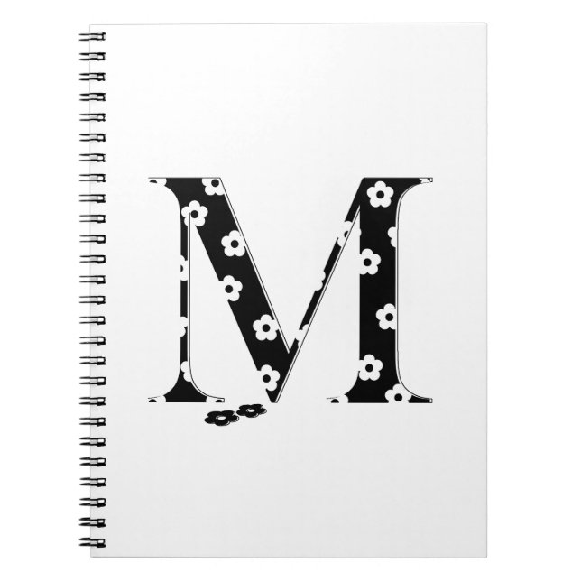 Blume Gemusterter Buchstabe M Notizblock (Vorderseite)