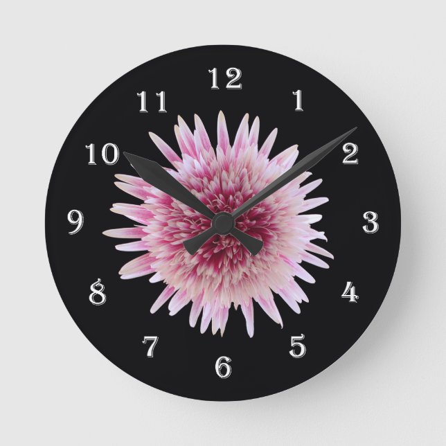Blume Gerber Gänseblümchen-Wand-Uhr - rosa Blume Runde Wanduhr (Vorderseite)