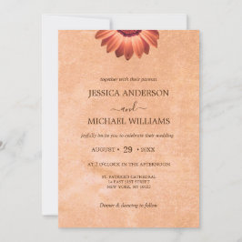 Blume Gerbera auf der Abstrakten Pfirsichhochzeit Einladung