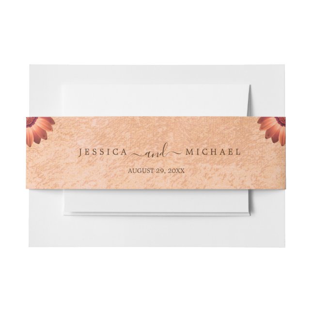 Blume Gerbera auf der Abstrakten Pfirsichhochzeit Einladungsbanderole (Vorderseite Beispiel)