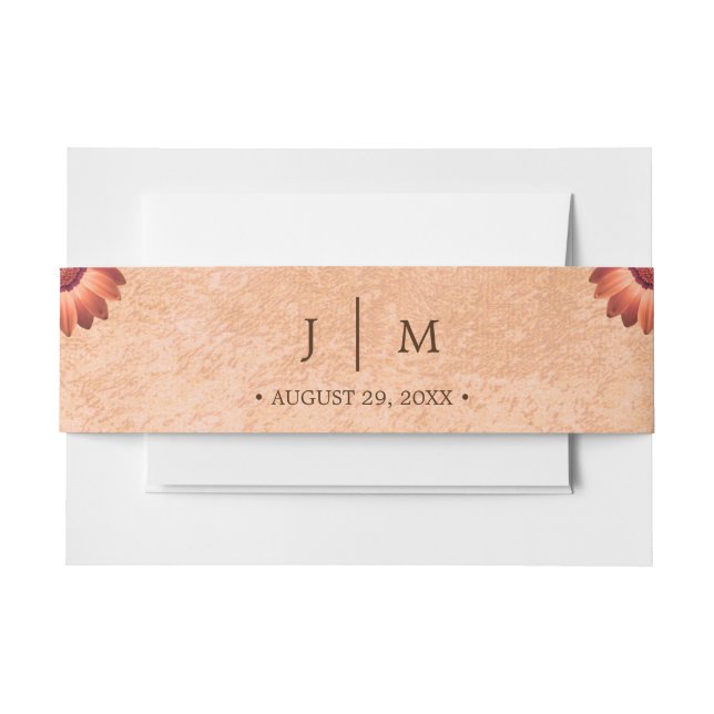 Blume Gerbera auf der Abstrakten Pfirsichhochzeit Einladungsbanderole (Vorderseite Beispiel)