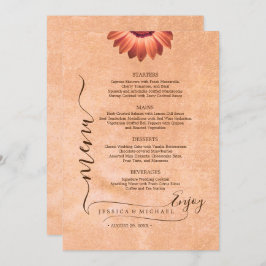 Blume Gerbera auf der Abstrakten Pfirsichhochzeit Menükarte