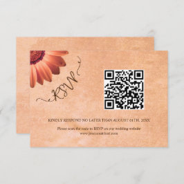 Blume Gerbera auf der Abstrakten Pfirsichhochzeit RSVP Karte
