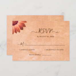 Blume Gerbera auf der Abstrakten Pfirsichhochzeit RSVP Karte