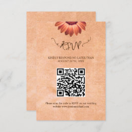 Blume Gerbera auf der Abstrakten Pfirsichhochzeit RSVP Karte
