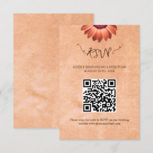 Blume Gerbera auf der Abstrakten Pfirsichhochzeit RSVP Karte