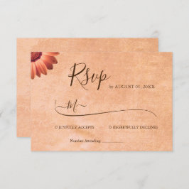 Blume Gerbera auf der Abstrakten Pfirsichhochzeit RSVP Karte