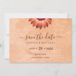Blume Gerbera auf der Abstrakten Pfirsichhochzeit Save The Date