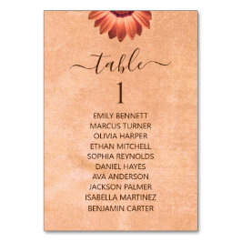 Blume Gerbera auf der Abstrakten Pfirsichhochzeit Tischnummer