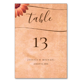 Blume Gerbera auf der Abstrakten Pfirsichhochzeit Tischnummer