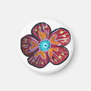 Blume Gezeichnet Kleines, 3,2 cm rundes Magnet
