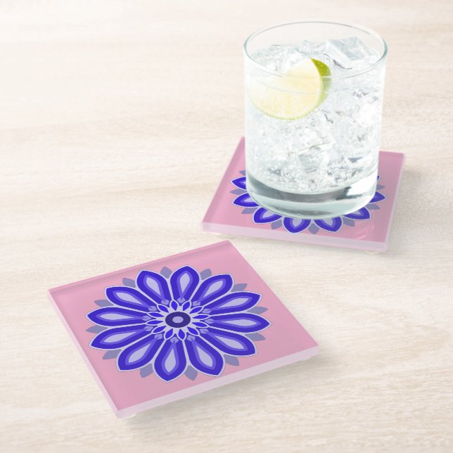BLUME GIFT FÜR MAMA SCHWESTER-FREUNDLEHRER GLASUNTERSETZER (Schrägansicht)