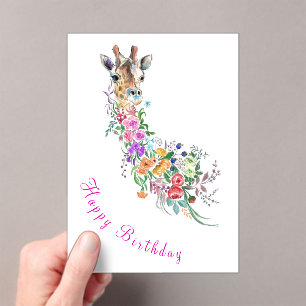 Blume Giraffe Geburtskarte Acryleinladungen