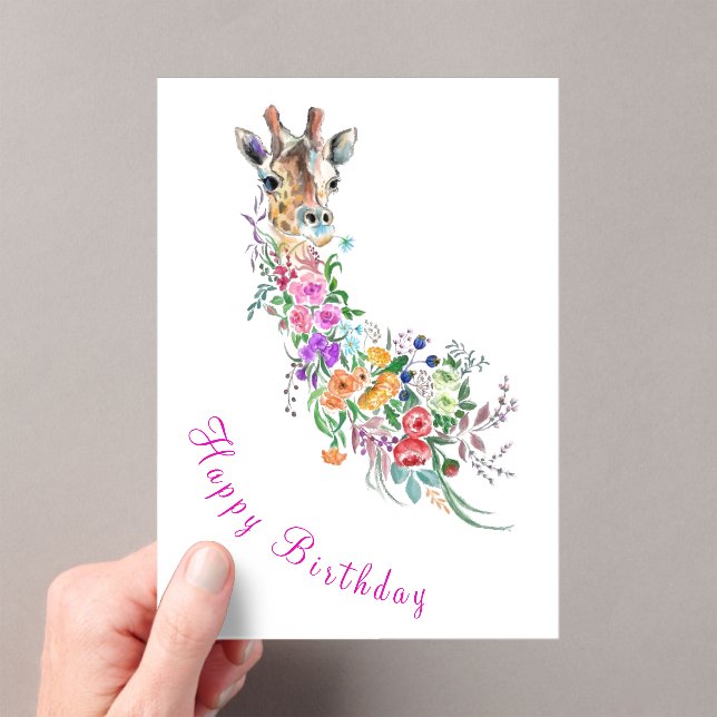 Blume Giraffe Geburtskarte Acryleinladungen (Insitu (Handheld))