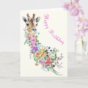 Blume Giraffe Geburtskarte Karte