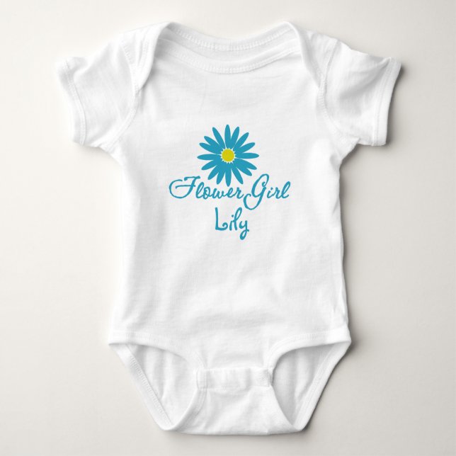 Blume Girl/ Blue Daisy Baby Strampler (Vorderseite)