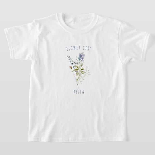 Blume Girl Blue Watercolor Wildblume Hochzeit T-Shirt (Ablage )