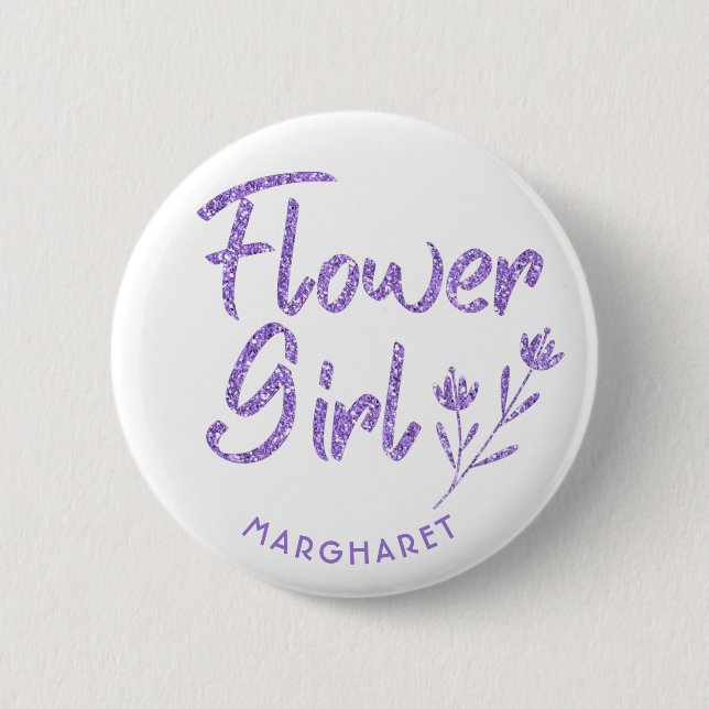 Blume Girl Brautparty Button violett (Vorderseite)