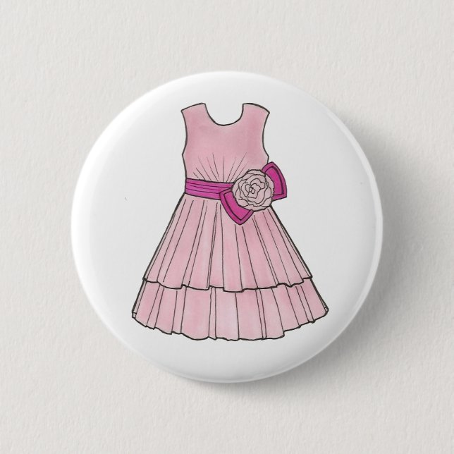 Blume Girl Bridal Pink Pageant Party Dress Style Button (Vorderseite)