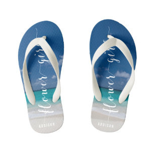 Blume Girl Calligrafy Beach Hochzeit Flip Flops