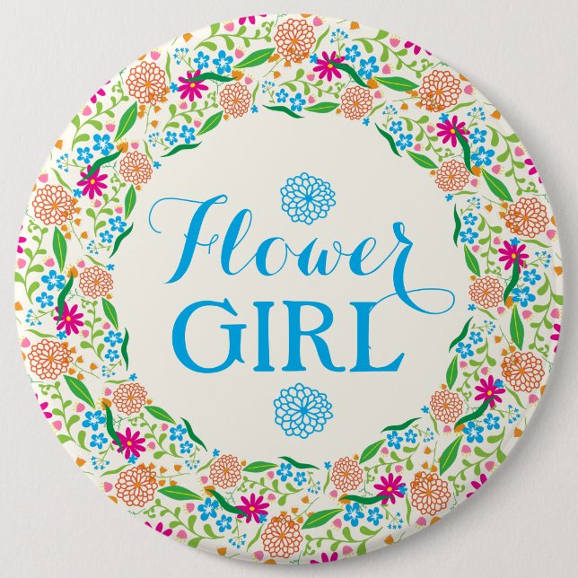 Blume Girl-Colorful Summer Blume Kranz 2 Button (Vorderseite)