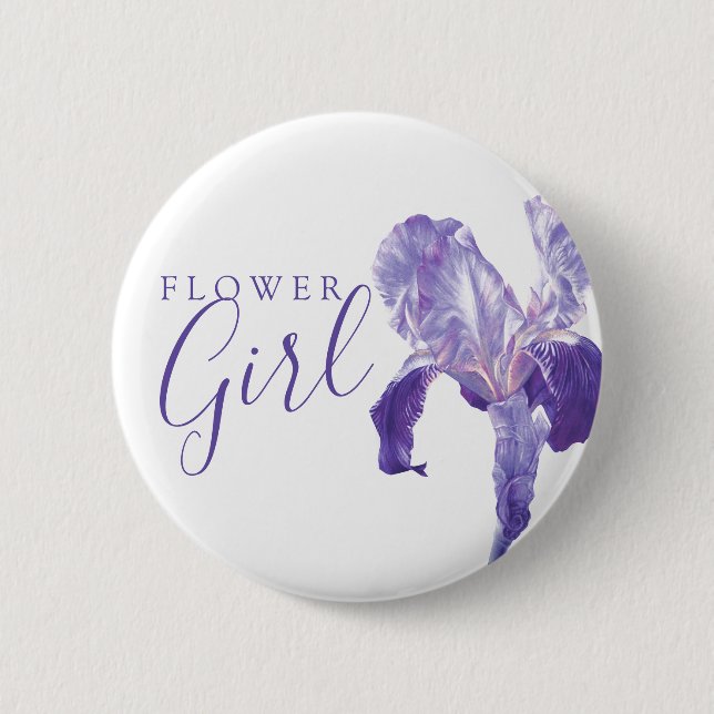 Blume Girl Flag Iris lila Hochzeit Button / Taste (Vorderseite)