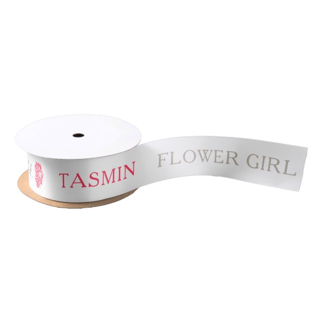 Blume Girl individuelle Name Grafik-rote Rosen Satinband (Spule)