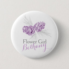 Blume Girl Pine Kegel lila Hochzeitsknopf Button