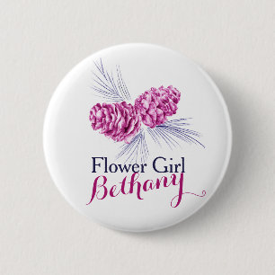 Blume Girl Pine Kegel Pflaume Marine Hochzeit Butt Button