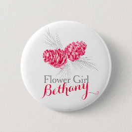 Blume Girl Pine Kegel Rote Hochzeit Button-Taste Button