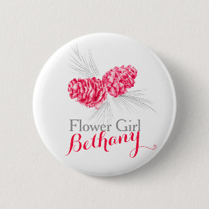 Blume Girl Pine Kegel Rote Hochzeit Button-Taste Button