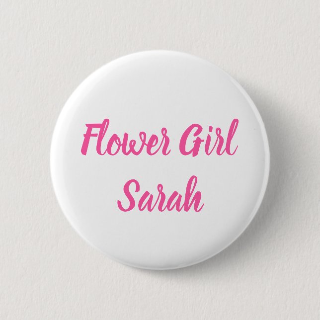 Blume Girl Pink Individuelle Name Geschenke Hochze Button (Vorderseite)
