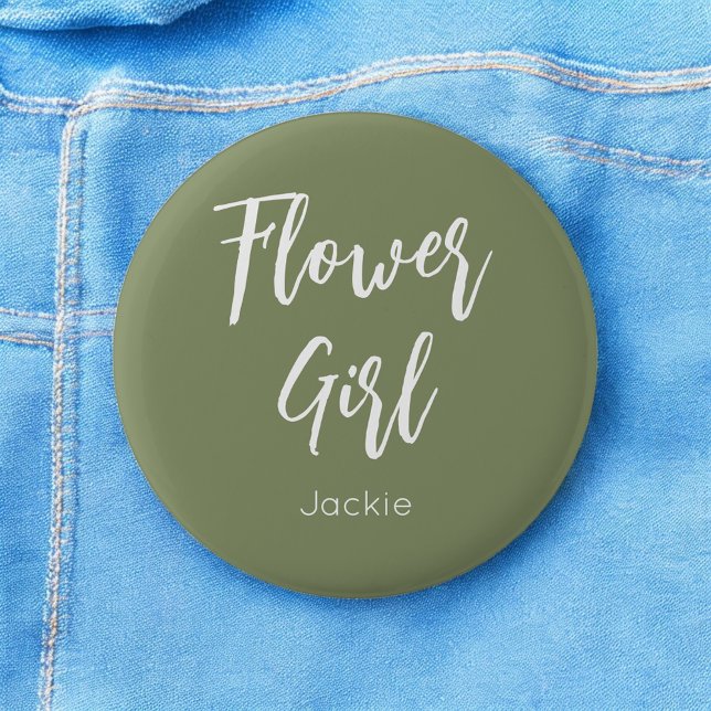 Blume Girl Sage Green White Wedge Button (Von Creator hochgeladen)