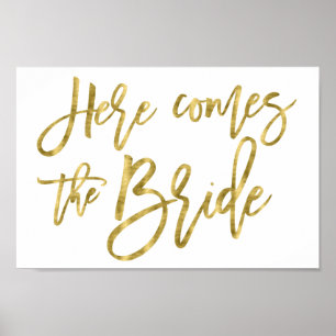Blume Girl Sign Poster Gold Foil Effekt 8x12