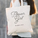 Blume Girl Simple Calligraphy Wedding Tragetasche<br><div class="desc">Blume Girl Simple Calligraphy Wedding Tote Bag bietet Spaß und hübsche Kalligraphie,  zusammen mit dem Nachnamen der Blume Mädchen.</div>