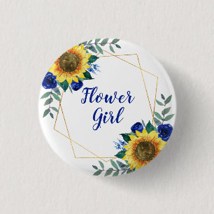 Blume Girl Sonnenblume Geometrie Button