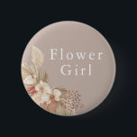 Blume Girl Wedding Boho Pampas Grass Button<br><div class="desc">Ein Hochzeitssake für das Blume-Mädchen mit neutralen Tönen und Pampas-Gras-Blätter.</div>
