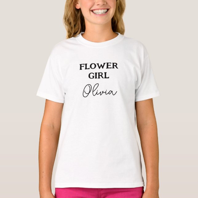 Blume Girl White Personalisiert T-Shirt (Vorderseite)