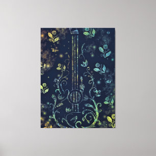 Blume Gitarre Art Canvas Print - Malerei Leinwanddruck